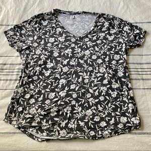 Old Navy Luxe Black & White Floral Tshirt Sz XL